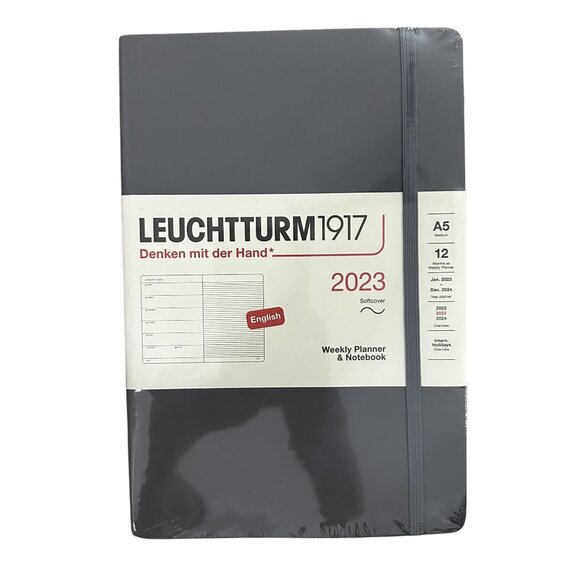 LEUCHTTURM1917 Weekly Planner Notebook Softcover Medium A5 2023 Anthracite Gray - Picture 1 of 6
